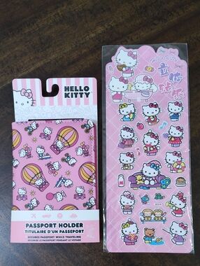 Hello Kitty Pink Travel Passport Cover & Sticker Set